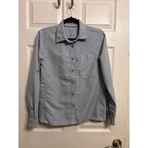 Mountain Hardwear Small Canyon Shirt Long Sleeve Button Up Blue Roll Tab Hiking